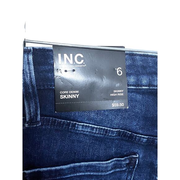 INC Denim High Rise Skinny Jeans Womens 6 Stretch Casual Classic Dark Indigo NWT - Picture 5 of 11